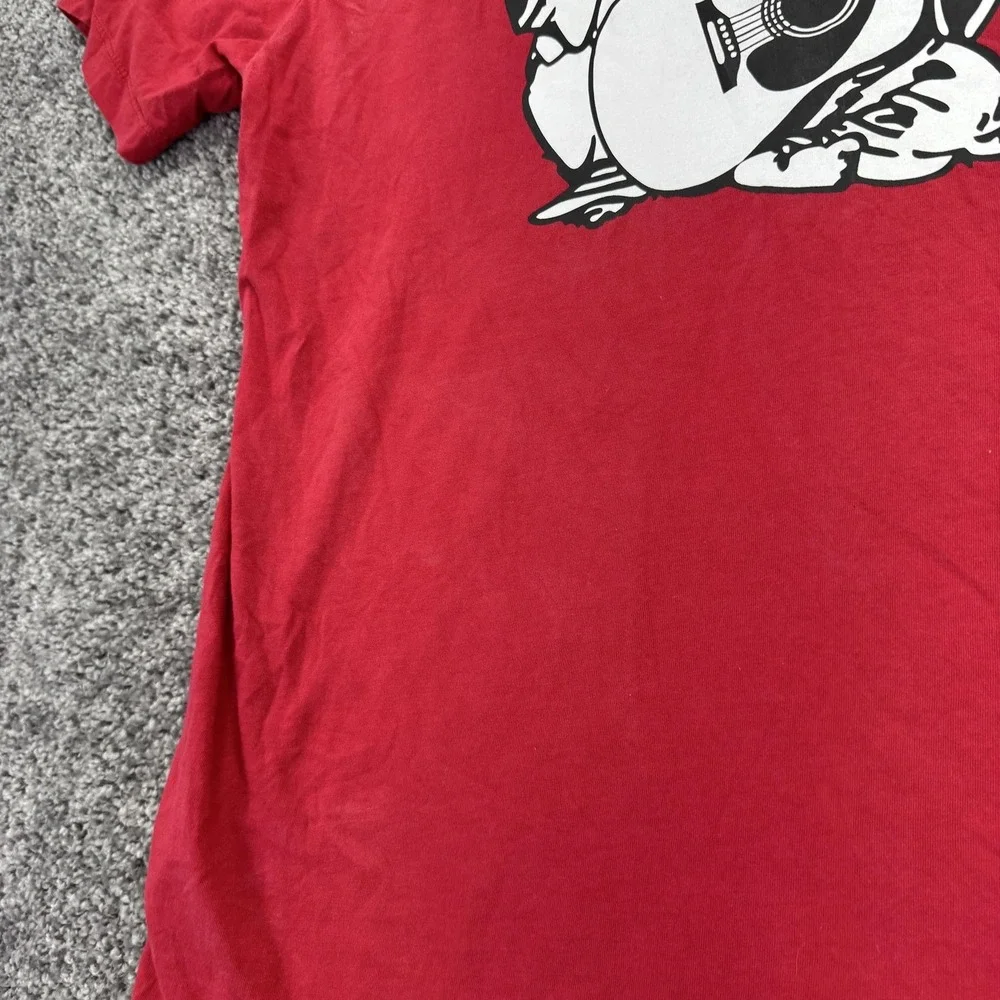 True Religion Shirt Mens Medium Red Buddha Guitar Graphic Tee Tagless Casual